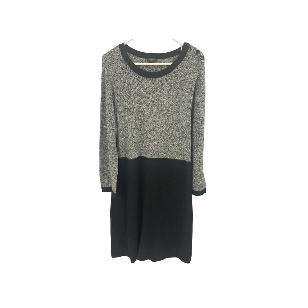 Talbots Marled Color Block Long Sleeve‎ Sweater Dress Black Size 1X